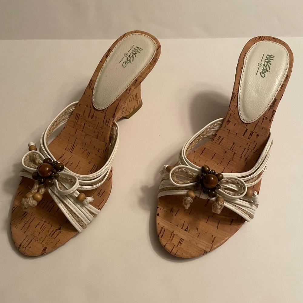 Mossimo white slip on wedge sandals , size 8